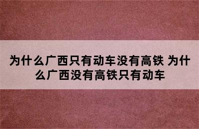 为什么广西只有动车没有高铁 为什么广西没有高铁只有动车